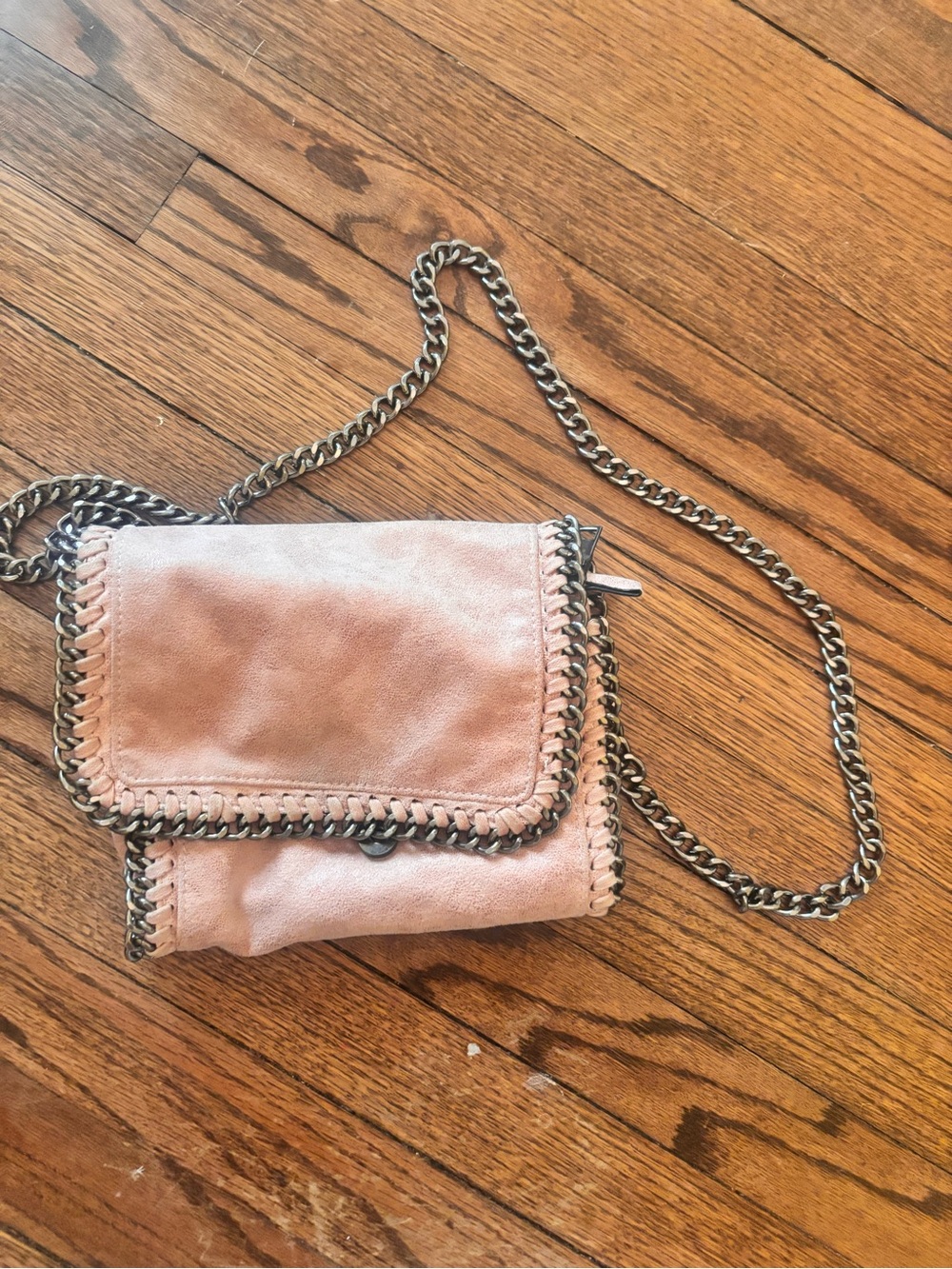 Small Pink Chain-Trim Crossbody Bag